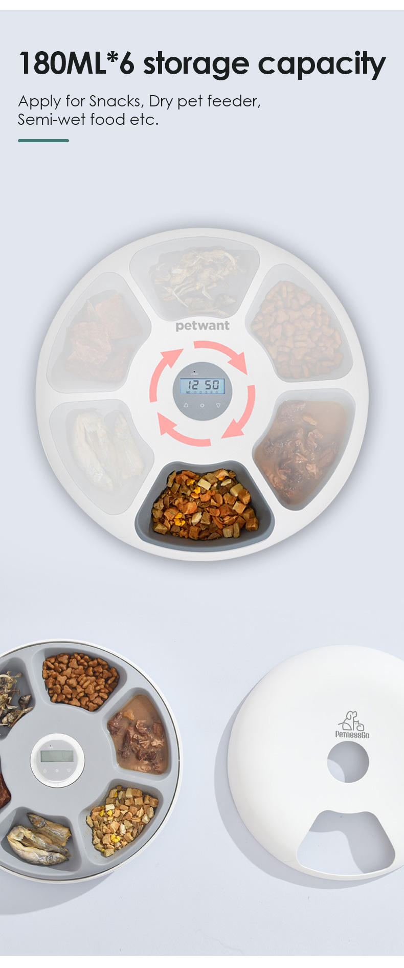 180ml x 6 Meals Touch Control Smart Auto Cat Dog Food Dispenser (4)