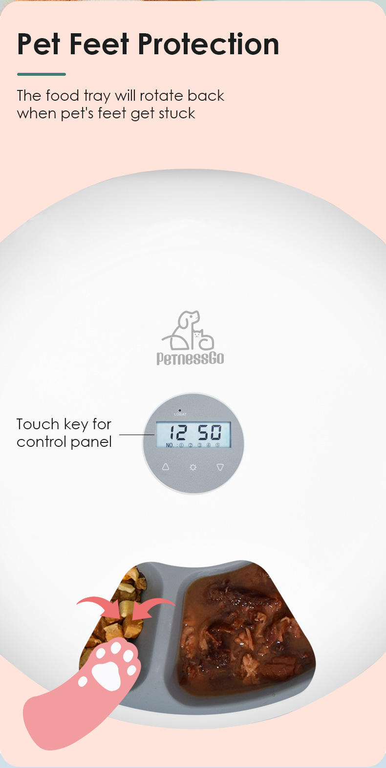 180ml x 6 Meals Touch Control Smart Auto Cat Dog Food Dispenser (6)